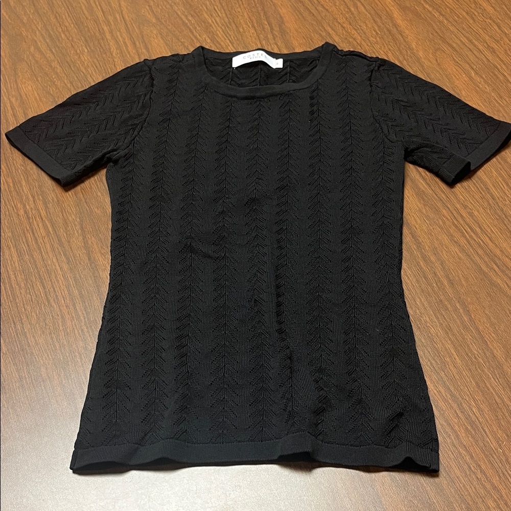 Costes Basic Black Textured Short‎ Sleeve Top, size small